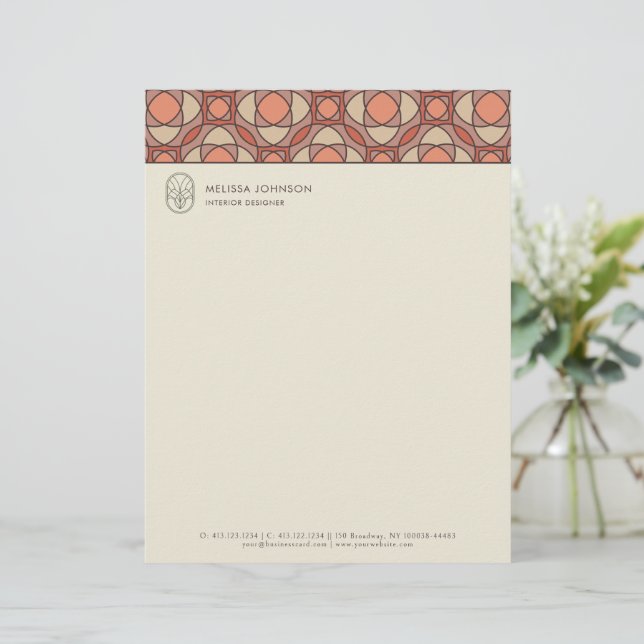Papel Timbrado Carta de Design de Interiores em Mosaico Terroso M (Em pé/Frente)