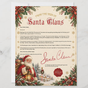 Papel Timbrado Carta de Natal Editável Clássica do Papai Noel do