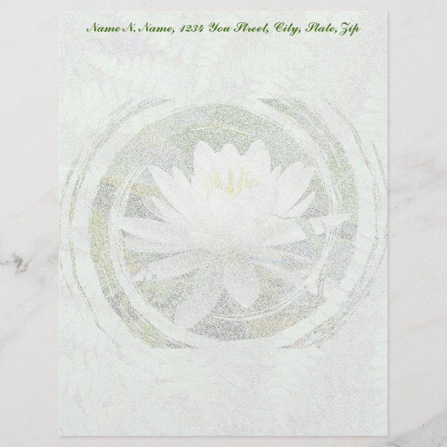 Papel Timbrado Carta Lily Letterhead White Water (Frente)