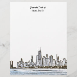 Papel Timbrado Carta Skyline Personalizada de Chicago