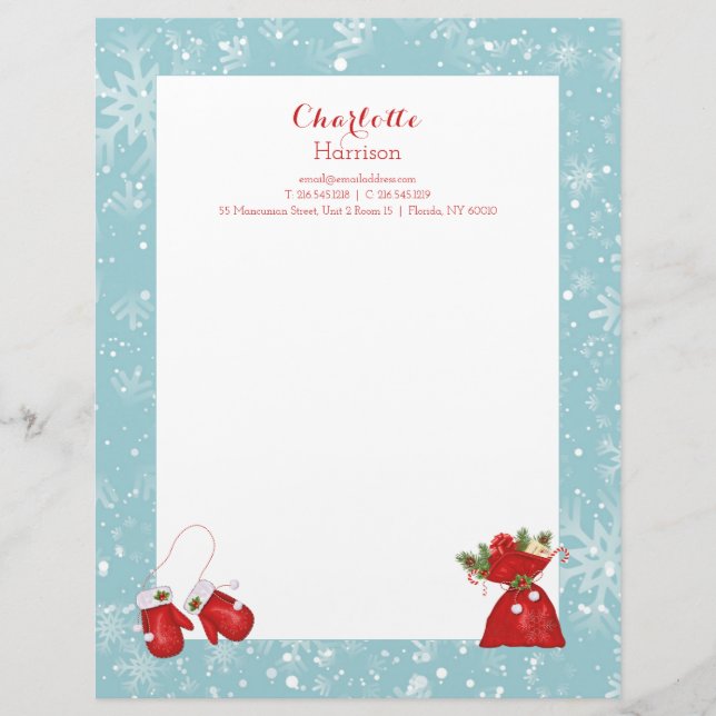 Papel Timbrado Cartas de Natal Tradicional Personalizadas Festiva (Frente)