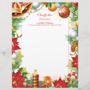 Papel Timbrado Cartas de Natal Tradicional Personalizadas Festiva