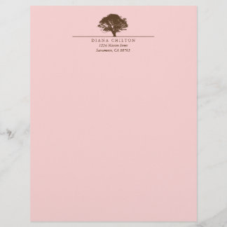 Papel Timbrado Carvalho eterno cor-de-rosa no outono elegante e p
