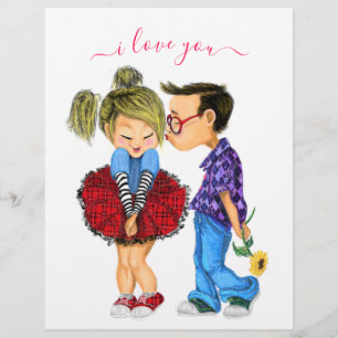 Papel Timbrado Casal Romântico - Amor - Eu Amo-Te - Beijo