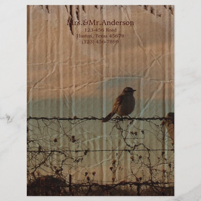 Papel Timbrado Casamento de aves da Fazenda rural no oeste do cel (Frente)