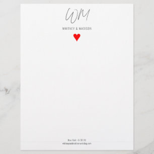 Papel Timbrado Casamento, Moderno, Cabeça de Letra Minimalista