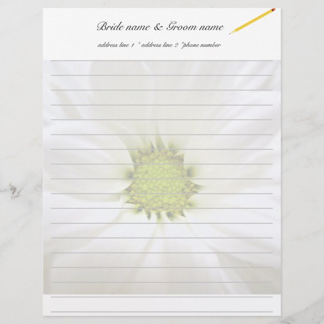 Papel Timbrado casamentos de flores de margarida branca (Frente)