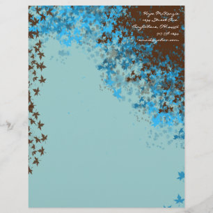 Papel Timbrado Castanho e Azul Aqua Folha Alface