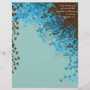Papel Timbrado Castanho e Azul Aqua Folha Alface