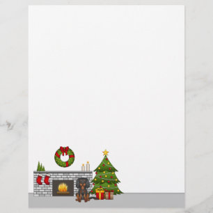 Papel Timbrado Cavaleiro Preto E Bronzeado Em Uma Sala De Natal F