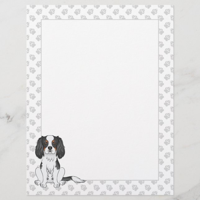 Papel Timbrado Cavalier King Charles Spaniel Tricolor Cão & Patas (Frente)