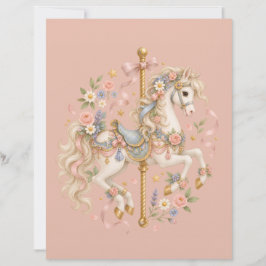 Papel Timbrado Cavalo de Carrossel Aquarela Conto de Fadas Parisi