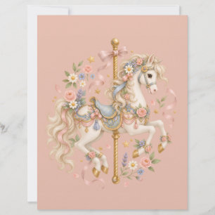 Papel Timbrado Cavalo de Carrossel Aquarela Conto de Fadas Parisi