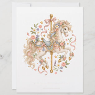 Papel Timbrado Cavalo de Carrossel Elegante Conto de Fadas Francê