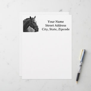 Papel Timbrado Cavalo Preto e Branco Moderno