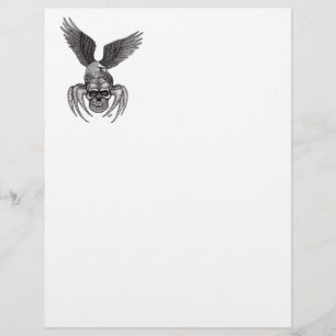 Papel Timbrado Caveira-aranha com águia no estilo Tatuagem - Cabe