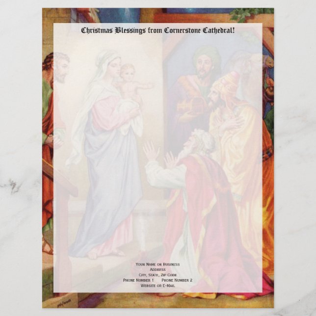 Papel Timbrado Cena Wisemen da natividade do Natal (Frente)