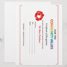 Papel Timbrado Certificado de Gentileza Comunitária 8.5x11 Carta