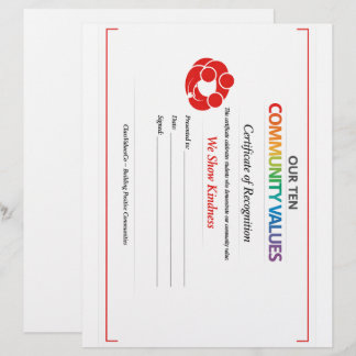 Papel Timbrado Certificado de Gentileza Comunitária 8.5x11 Carta