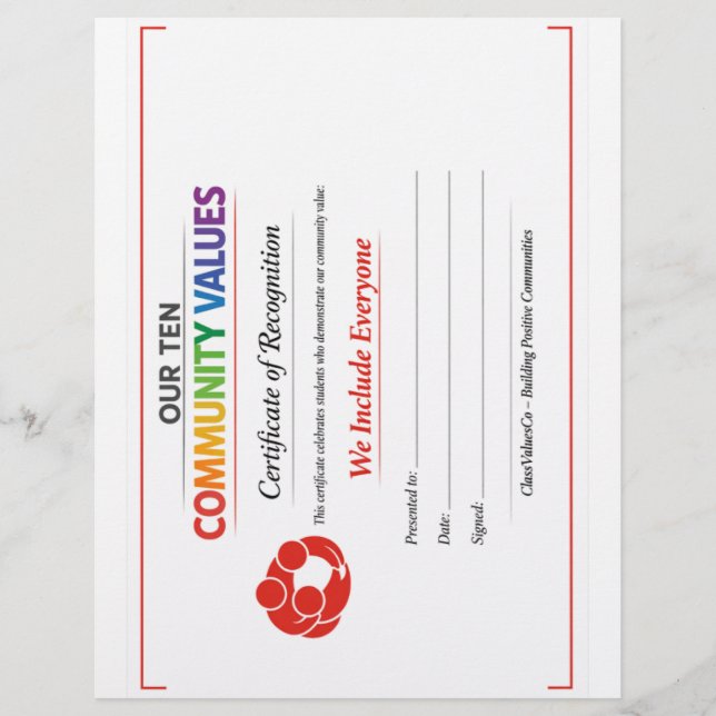Papel Timbrado Certificado de Inclusão de Valor (Frente)