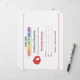 Papel Timbrado Certificado de Prêmio de Inclusão de Valor