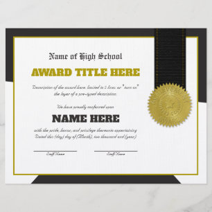 Papel Timbrado Certificado de Prêmio SPORTS totalmente personaliz