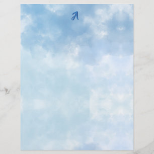 Papel Timbrado Céu Azul Suave Nuvem Aquarela