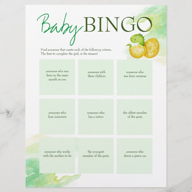 Papel Timbrado Chá de fraldas personalizado do jogo baby bingo do (Frente)