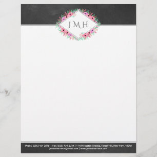 Papel Timbrado Chalkboard Floral Elegante Pessoal Ou Comercial