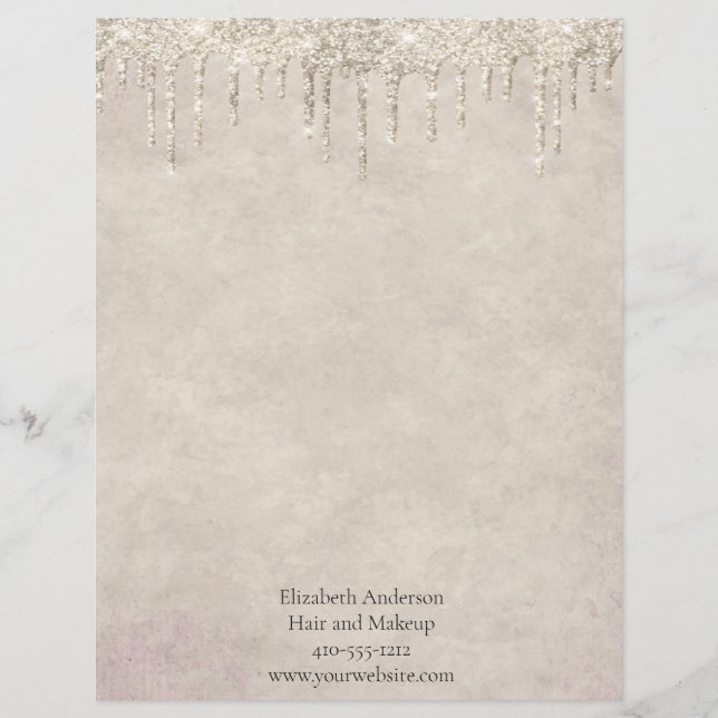 Papel Timbrado Champagne Brilhante com Brilho Glamour Moderno e S (Frente)