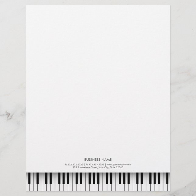 Papel Timbrado Chaves brancas e pretas para piano simples (Frente)