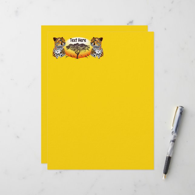 Papel Timbrado Cheetah African Feline Wild Animal (Frente/Verso In Situ)