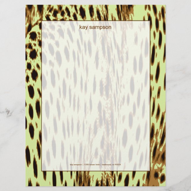 Papel Timbrado Cheetah impressão, fundo de celulose (Frente)
