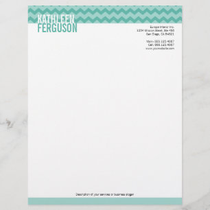 Papel Timbrado Chic chevron padrão teal azul de dois tons na moda