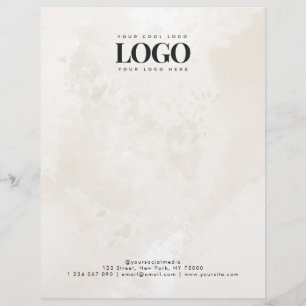 Papel Timbrado Chic Cream Marble Seu Logotipo De Negócios Persona