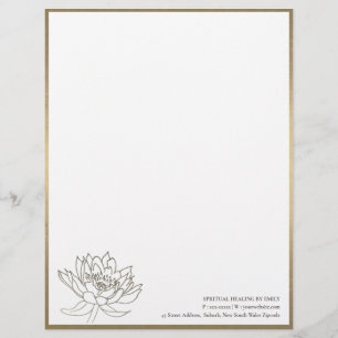PAPEL TIMBRADO CHIC FAUX PALE DOURADO SILVER LOTUS FLORAL BUSCAR