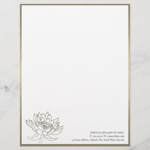 PAPEL TIMBRADO CHIC FAUX PALE SILVER LOTUS FLORAL BUSESS