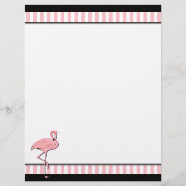 Papel Timbrado Chic Pink & Black Flamingo Business Letterhead (Frente)