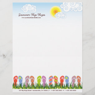 Papel Timbrado Chinelos De Verão Coloridos Divertidos No Jardim D