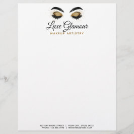 Papel Timbrado Cílios Dourados Glamourosos Maquiagem Artística Ba