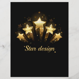 Papel Timbrado Cinco estrelas douradas a preto