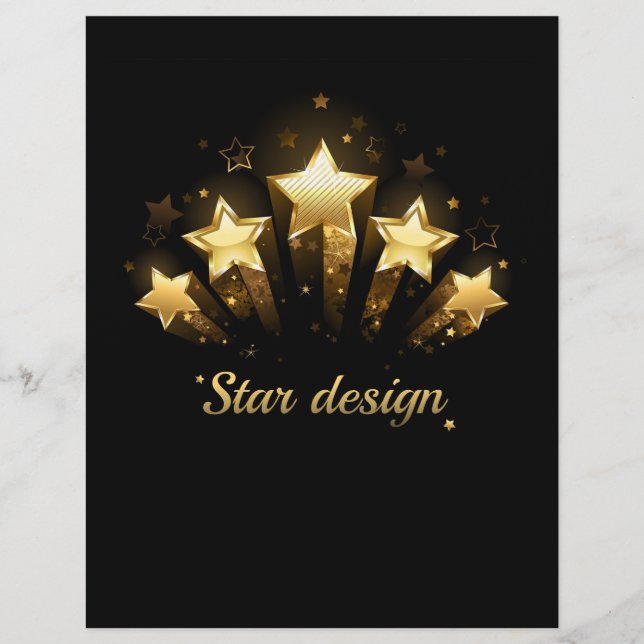 Papel Timbrado Cinco estrelas douradas a preto (Frente)