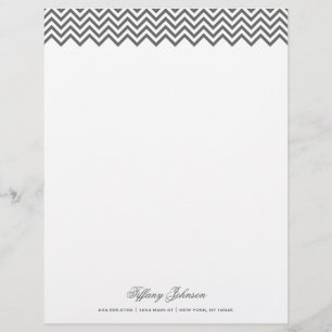 Papel Timbrado Cinza de carvão moderna fronteira Chevron