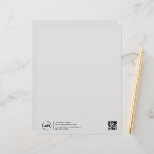 Papel Timbrado Cinza de código QR do logotipo comercial moderno