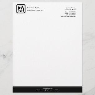 Papel Timbrado Cinza de Monograma Profissional Moderno Preto