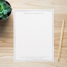 Papel Timbrado Cinza Elegante Minimalista Duas Bordas