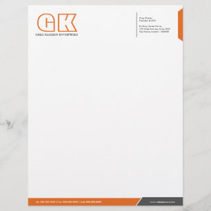 Papel Timbrado Cinza profissional e Modelo de laranja