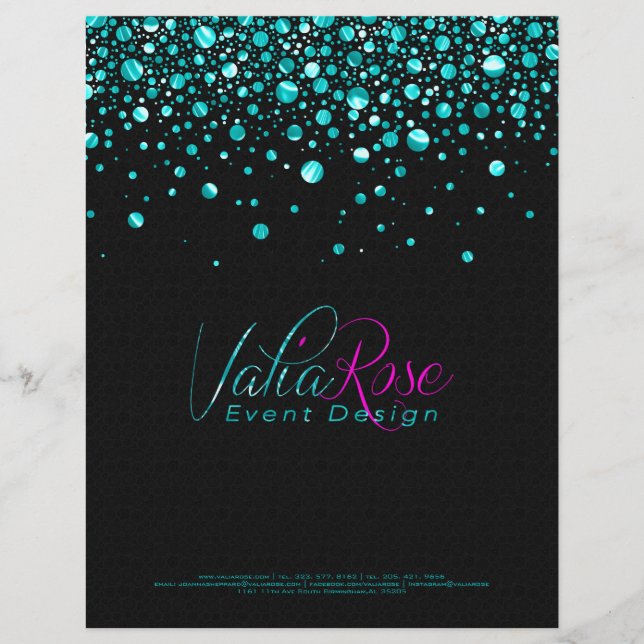 Papel Timbrado Círculo Aleatório Teórico Negro E Metálico Design  (Frente)