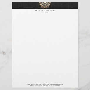 Papel Timbrado Círculo Dourado Chic Boutique Motif Faux Black Lin