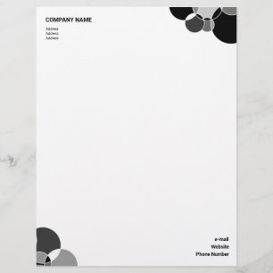 Papel Timbrado Círculos de sobreposição geométrica preto-e-branco